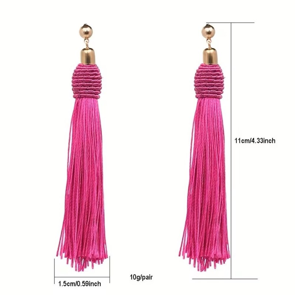 Pink Bohemian Style Tassel Earrings Z150